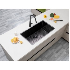 Gun Metal Grey Stainless Steel Handmade Double Bowls Top/Undermount Kitchen/Laundry Sink 762x457x254mm